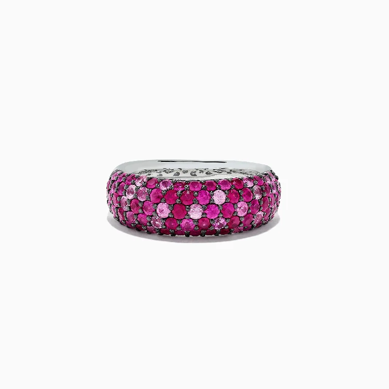 Elegant Rings For Engagement-925 Sterling Silver Pink Sapphire Splash Ring, 2.43 TCW