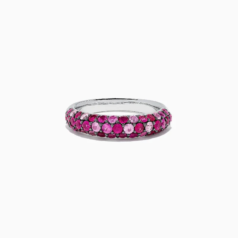 Women's Rings With Colored Stones-925 Sterling Silver Pink Sapphire Splash Ring, 1.88 TCW