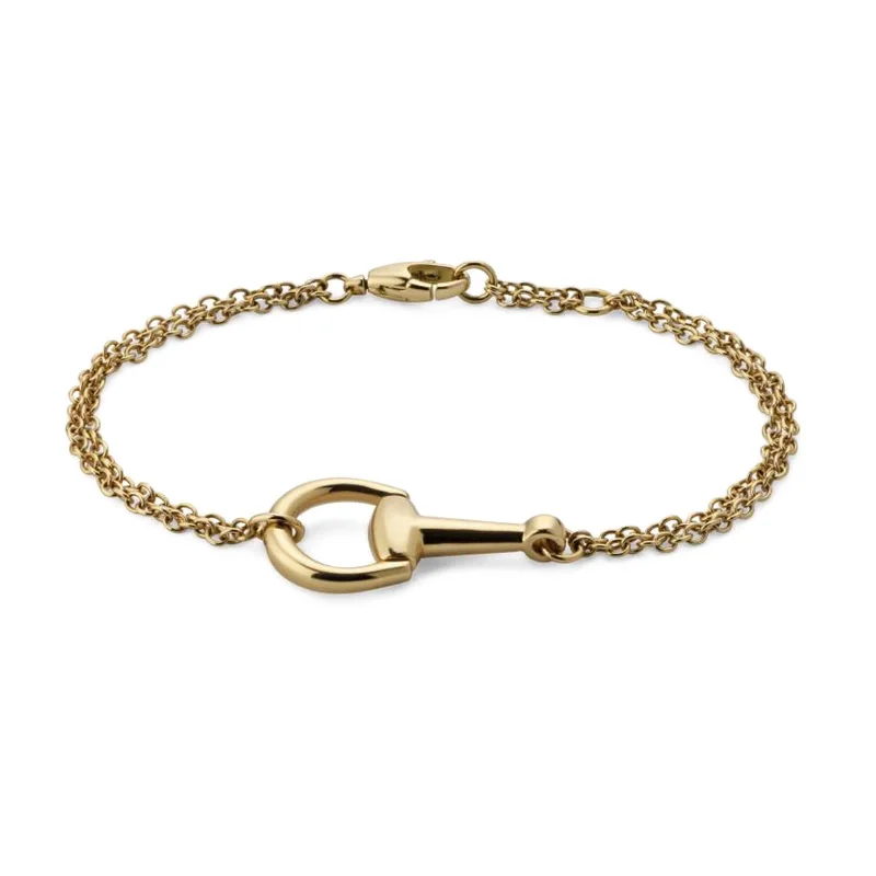 Silver Chain Bracelets-18k Yellow Gold 7'' Horsebit Link Bracelet