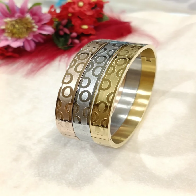 Bright Color Bangles For Fun Styles-Tarohi Jewels Set of Three Stainless Steel Unisex Kada- STKD 4166