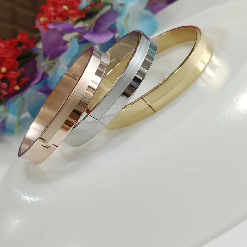 Stylish Bangles For Trendy Looks-Tarohi Jewels Set of Three Stainless Steel Unisex Kada- STKD 4149