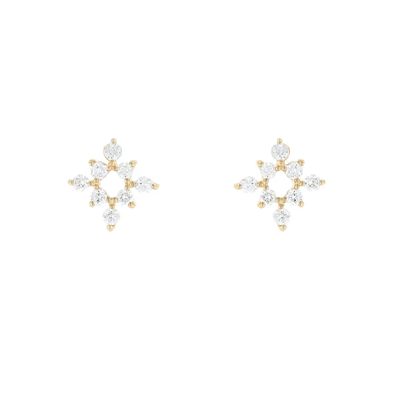 Nature Inspired Necklaces For Eco Style -Designer Pearl Earrings-Yellow Gold Diamond Starburst Earrings