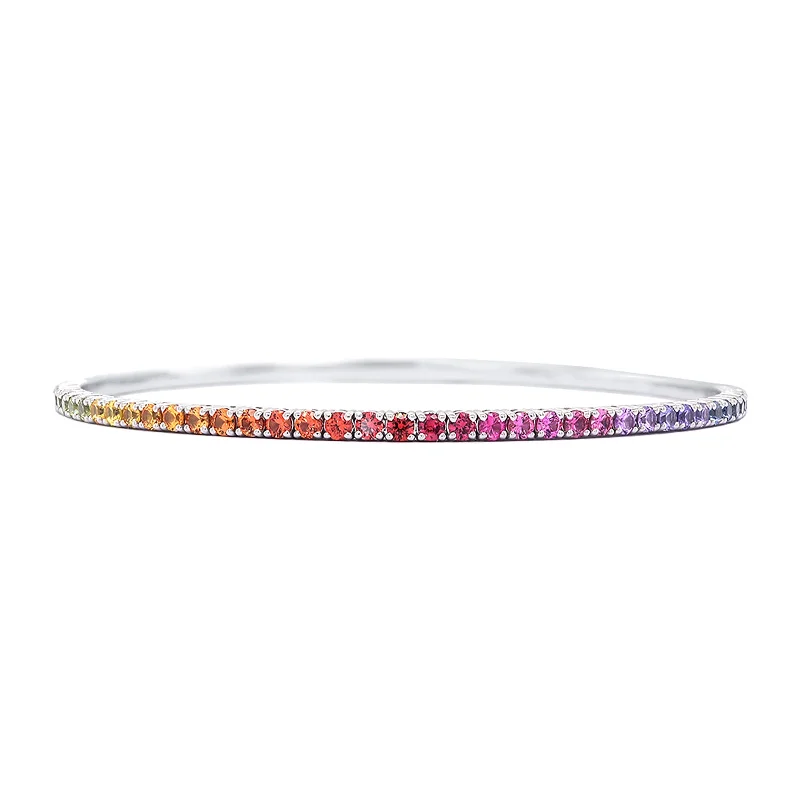 Bracelets With Initials-Rainbow Sapphire Flex Bangle