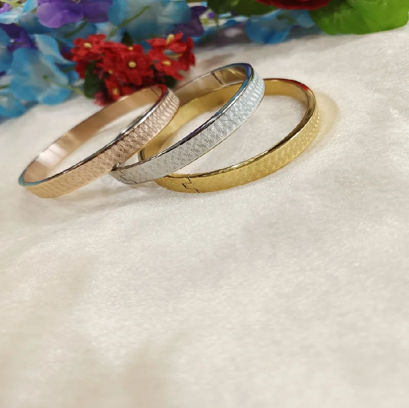 Yellow Gold Bangles For Everyday Elegance-Tarohi Jewels Set of Three Stainless Steel Unisex Kada- STKD 4161