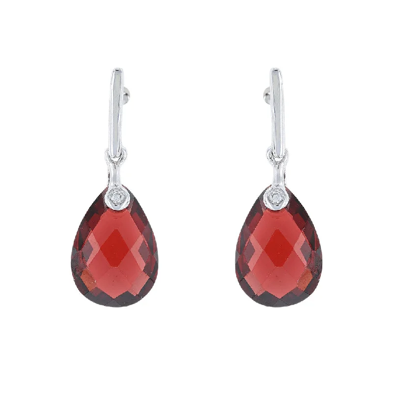 Elegant Statement Necklaces For Women -Mixed Metal Stud Earrings-Garnet & Diamond Briolette Earrings