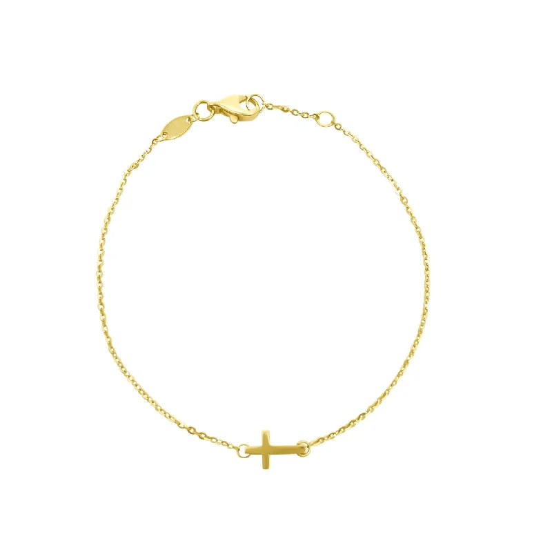 Classic Gold Bracelets For Men-Gold Mini Cross Bracelet