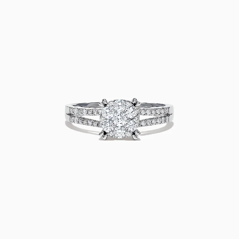 Custom Wedding Rings With Large Diamonds-Bouquet 14K White Gold Diamond Cluster Ring, 0.56 TCW