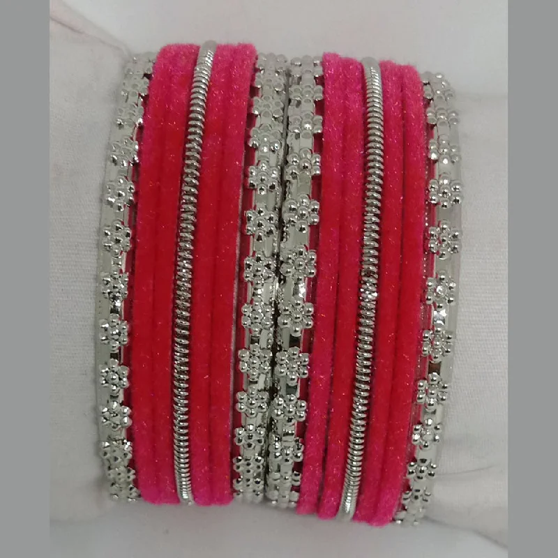 Luxury Diamond Bangles For Glamorous Events-Shree Asha Bangles 14 Pieces in single bangle and Pack Of 12 Pink Color bangles Set