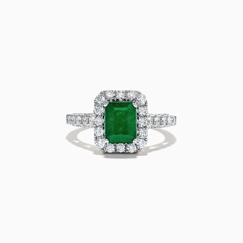 Men's Engagement Rings With Custom Cut-Brasilica 14K 2-Tone Gold Emerald and Diamond Ring, 2.17 TCW