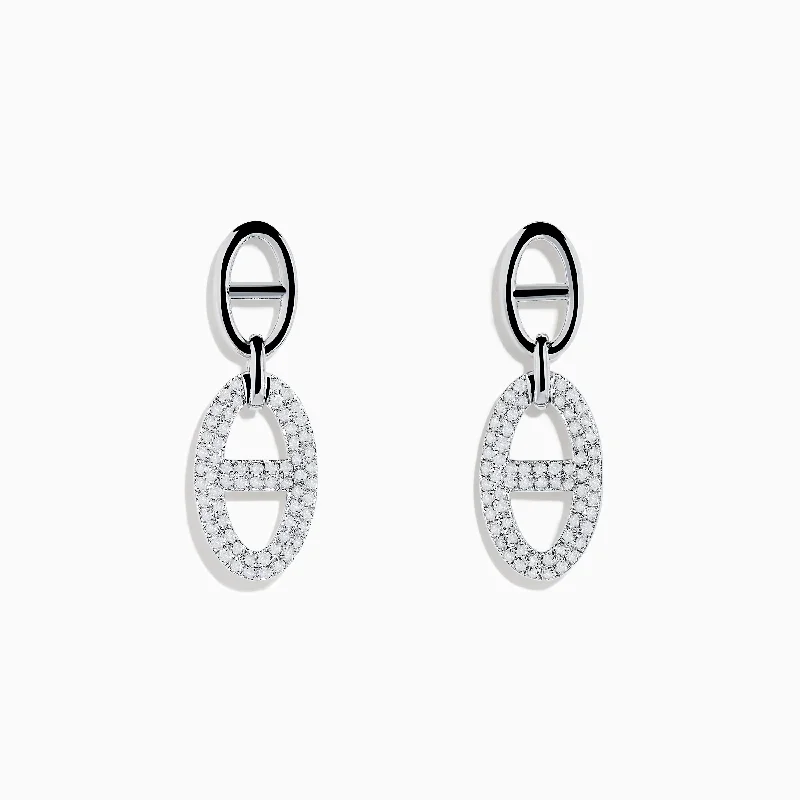 Luxury Necklaces For Special Events -Unusual Earrings-925 Sterling Silver Diamond Interlocking Link Earrings