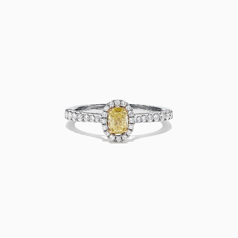 Customizable Promise Rings-Canare 18K Two-Tone Gold Yellow and White Diamond Ring, 0.79 TCW