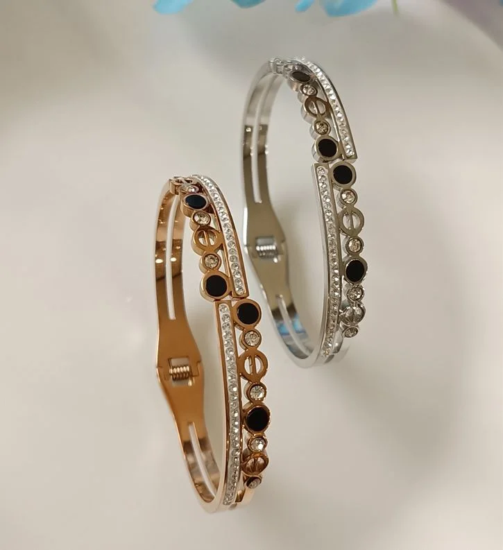 Stackable Bangles For Layered Looks-Tarohi Jewels Stainless Steel Rosegold/Silver Plated Kada- STKD 2652