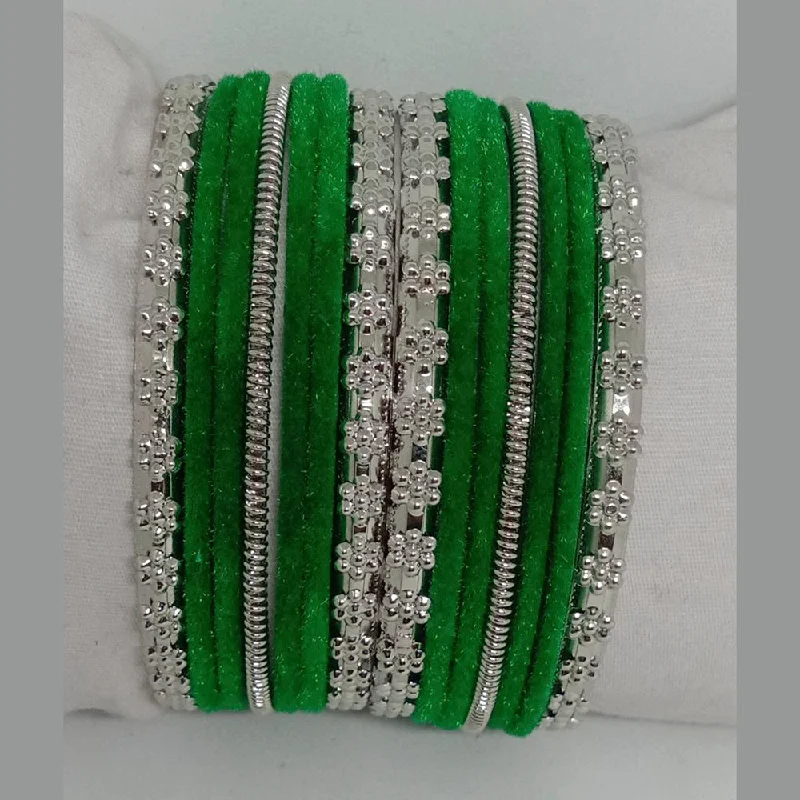 Eye-Catching Bangles For Trendy Looks-Shree Asha Bangles 14 Pieces in single bangle and Pack Of 12 Green Color bangles Set