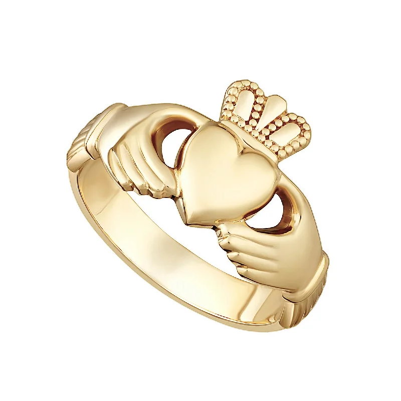 Wedding Bands For Men With Unique Settings-18K Gold Gents Claddagh Ring