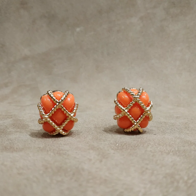 Vintage Necklaces For Collection -Fashion Earrings-Kenneth Jay Lane Coral Wired Earrings