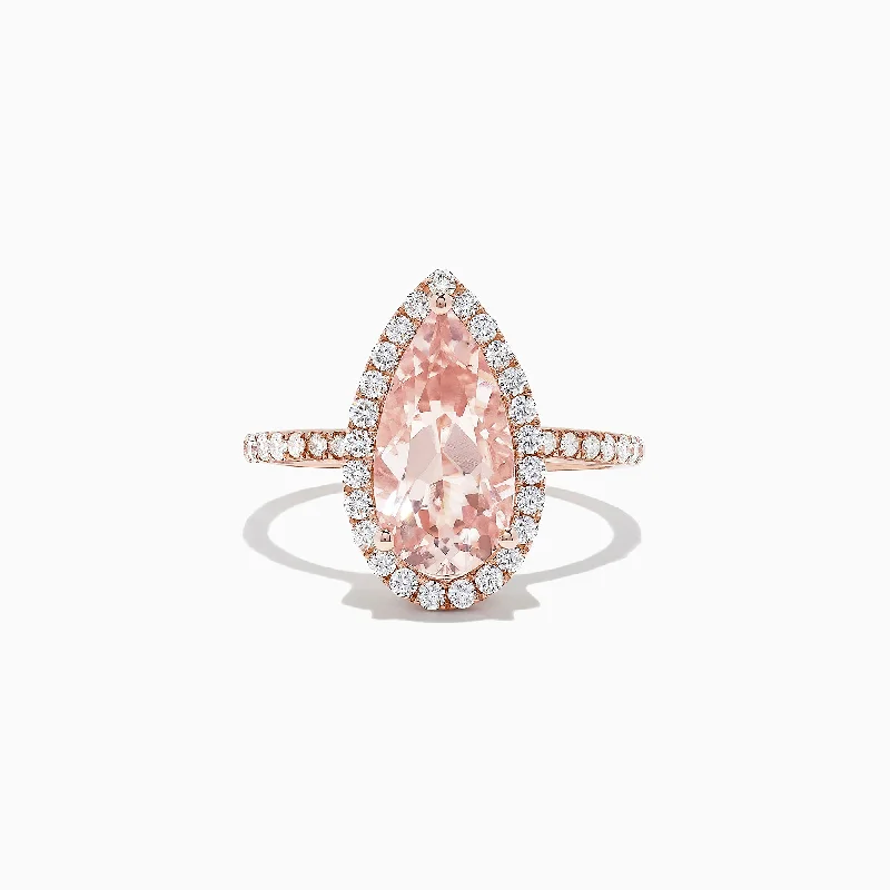 Men's Engagement Bands With Sapphires-Blush 14K Rose Gold Morganite and Diamond Ring, 3.04 TCW