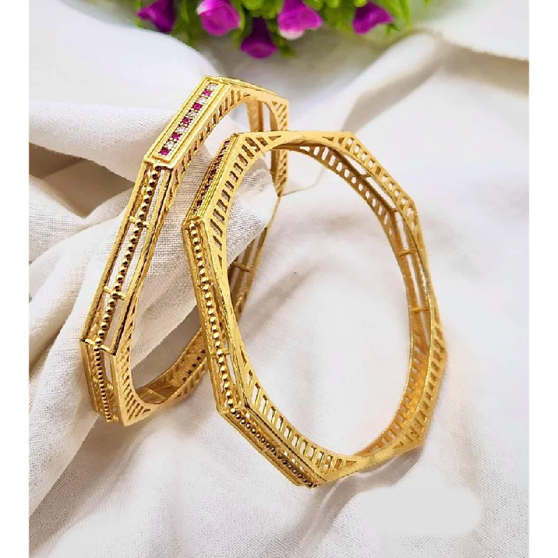 Simple Chain Bangles For Everyday Style-SP Jewellery Gold Plated Austrian Stone Bangle Set