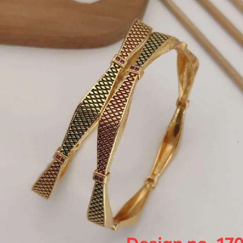 Simple Silver Bangle Sets For Everyday Wear-SP Jewellery Gold Plated Austrian Stone Bangle Set