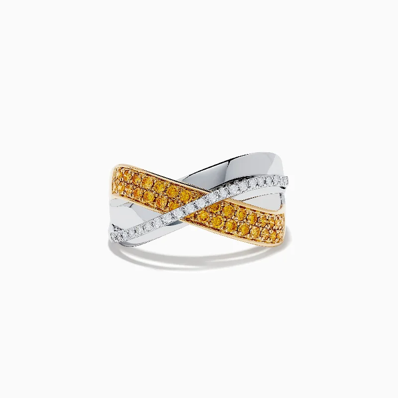 Personalized Custom Rings For Engagement-Canare 14K Two-Tone Gold Yellow and White Diamond Ring, 0.44 TCW