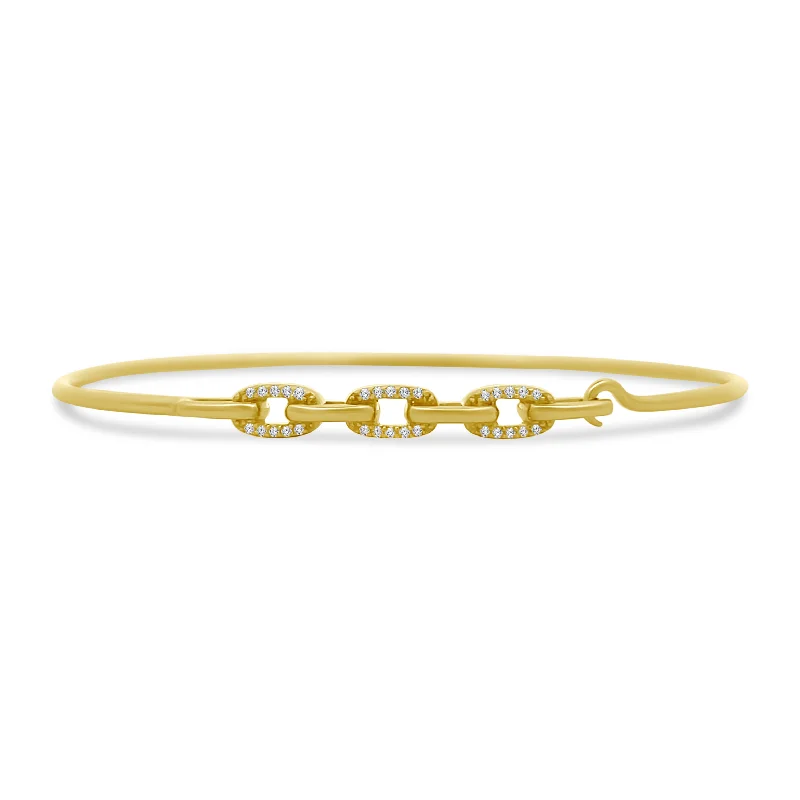 Tennis Bracelets With Diamonds-Gold & Diamond Link Bangle