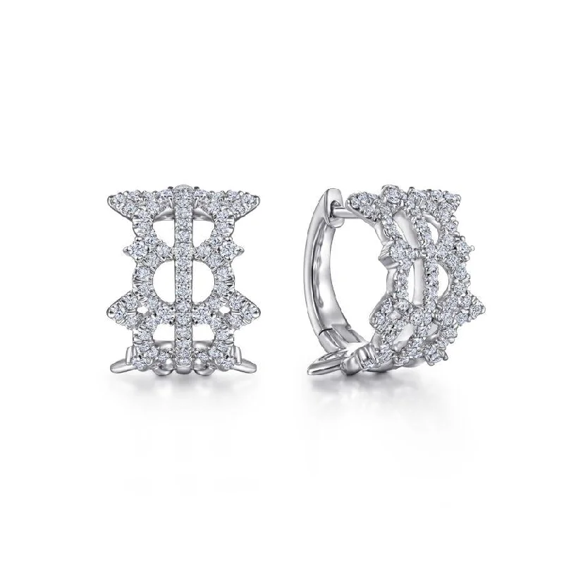 Dainty Necklaces For Women -Rose Earrings-Gabriel & Co. - EG14303W45JJ - Vintage 14K White Gold 15MM Diamond Earrings