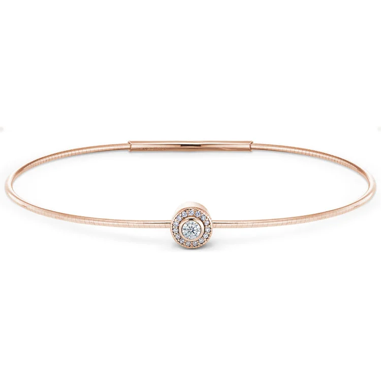 Heavy Metal Bracelets-Rose Gold Finish Finish Sterling Silver Round Simulated Diamond Birth Gem Bracelet with Simulated Diamonds