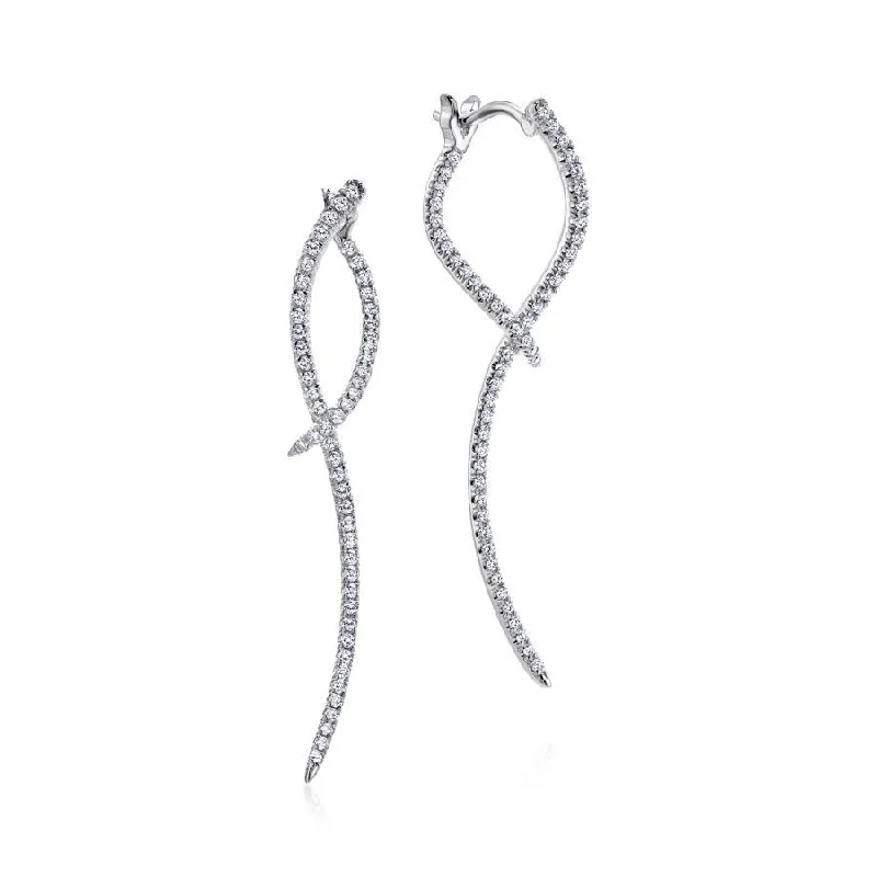 Affordable Necklaces For Everyday Wear -Ethnic Earrings-Gabriel & Co. - EG12928W45JJ - 14K White Gold Sculptural Diamond Drop Earrings