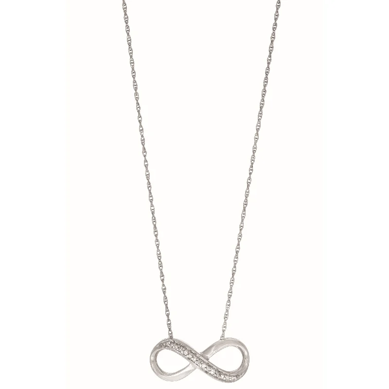 Unique Necklaces For Sale -Silver Diamond Accent .03ct Infinity Necklace