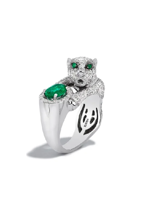 Simple Engagement Rings For Women With Diamonds-Signature 14K White Gold Diamond and Emerald Ring, 2.31 TCW