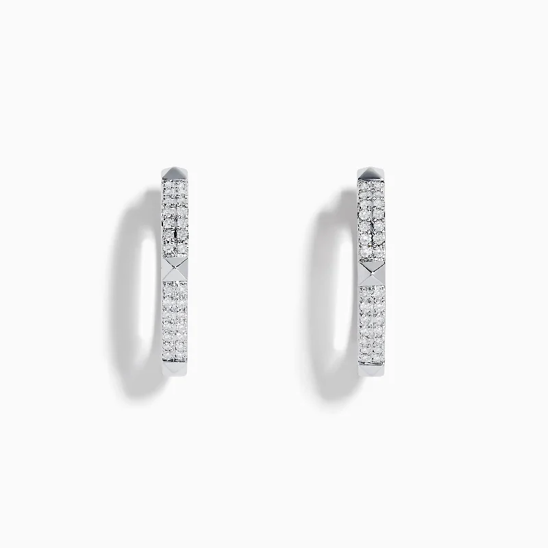 Birthstone Necklaces For Gifts -Pink Diamond Earrings-Pave Classica 14K White Gold Diamond Hoop Earrings