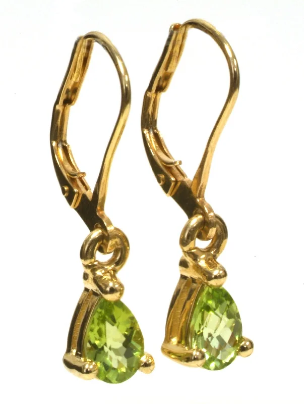 Adjustable Necklaces For Comfort -Rose Gold Earrings-6x4 Pear Shape14K Yellow Gold Peridot Dangle Earrings HB0865PEY