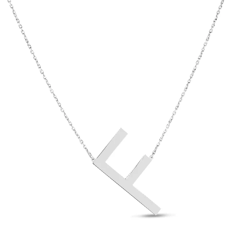 Turquoise Necklaces For Casual Style -Silver F Letter Necklace