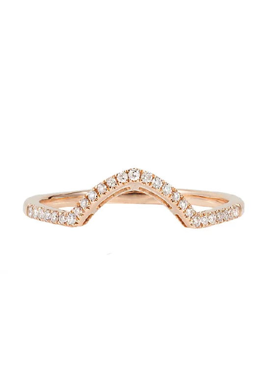 Wedding Bands With Gold Engraving-Pave Classica 14K Rose Gold Curved Diamond Stacking Band