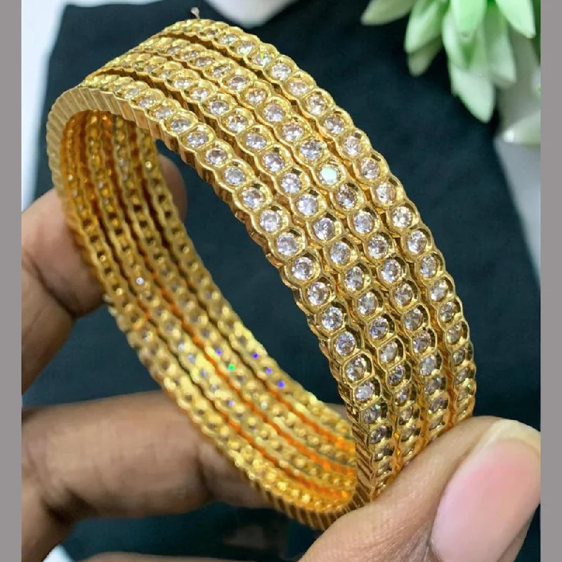 Vintage Inspired Bangles For Classic Style-Sona Creation Gold Plated Austrian Stone Bangle Set