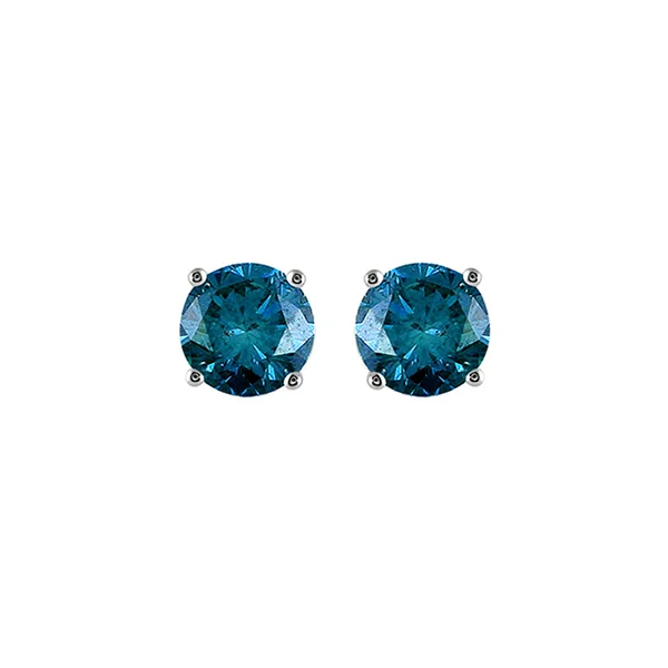 Minimalist Necklaces For Casual Wear -Handcrafted Earrings-Enhanced Round Blue Diamond Solitaire Earrings 0.50ctw