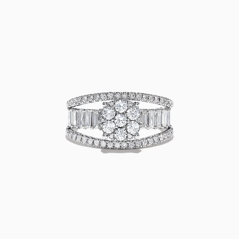 Women's Promise Rings With Diamonds-Classique 14K White Gold Diamond Split Band Ring, 1.25 TCW