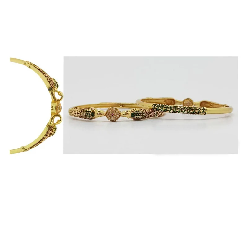 Beautiful Pearl Bangles For Feminine Style-SP Jewellery Gold Plated Austrian Stone Bangle Set