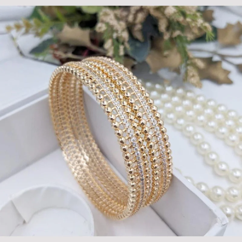 Thin Adjustable Bangles For Comfortable Wear-Aamrapali Gold Plated Austrian Stone Bangle Set