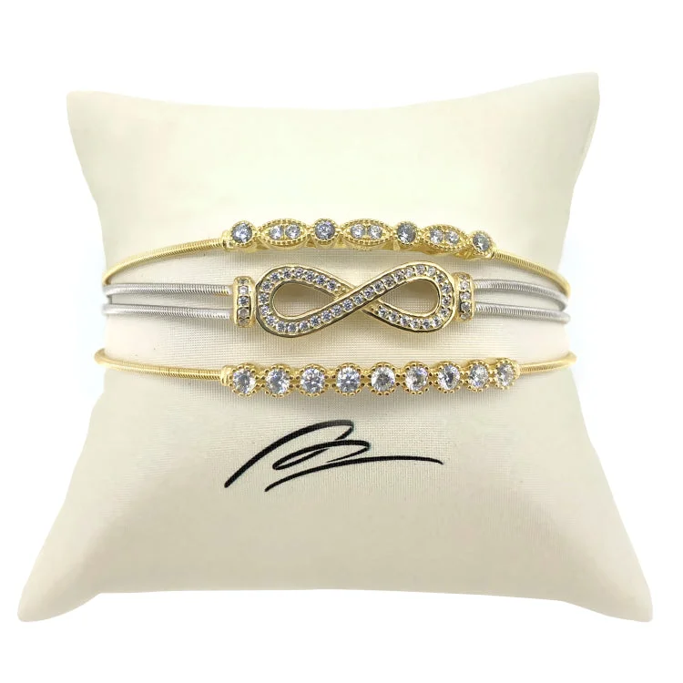 Women’s Tennis Bracelets-Gold Infinity Stack