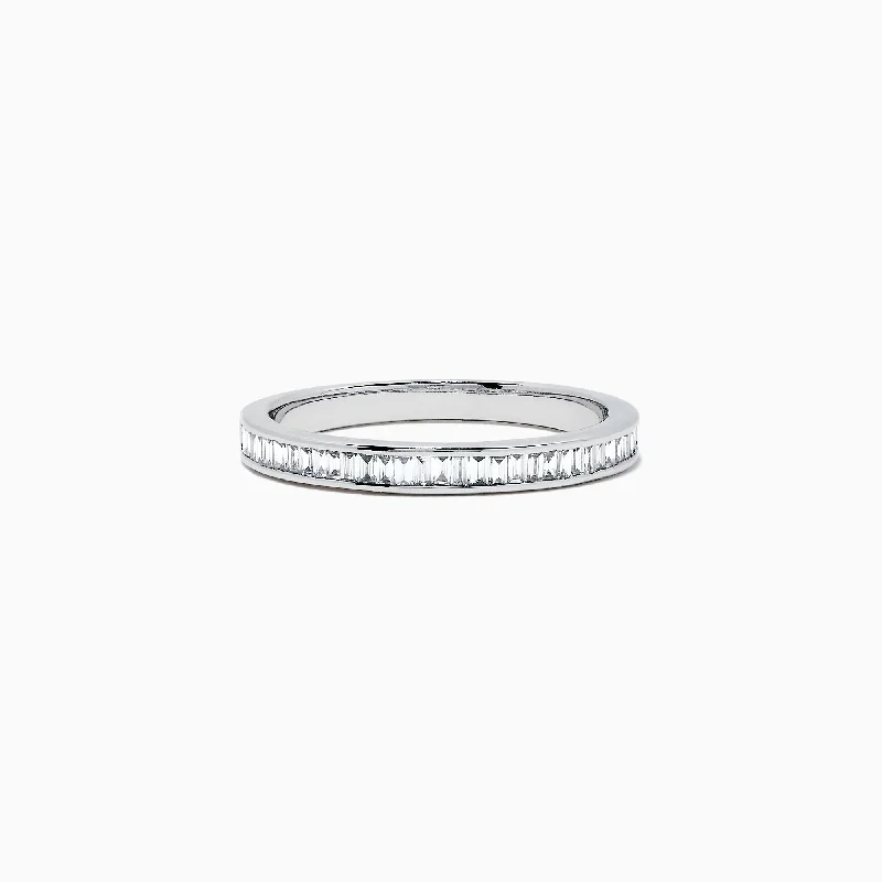 Vintage Custom Rings For Men-Classique 14K White Gold Channel Set Diamond Stacking Band, 0.44 TCW