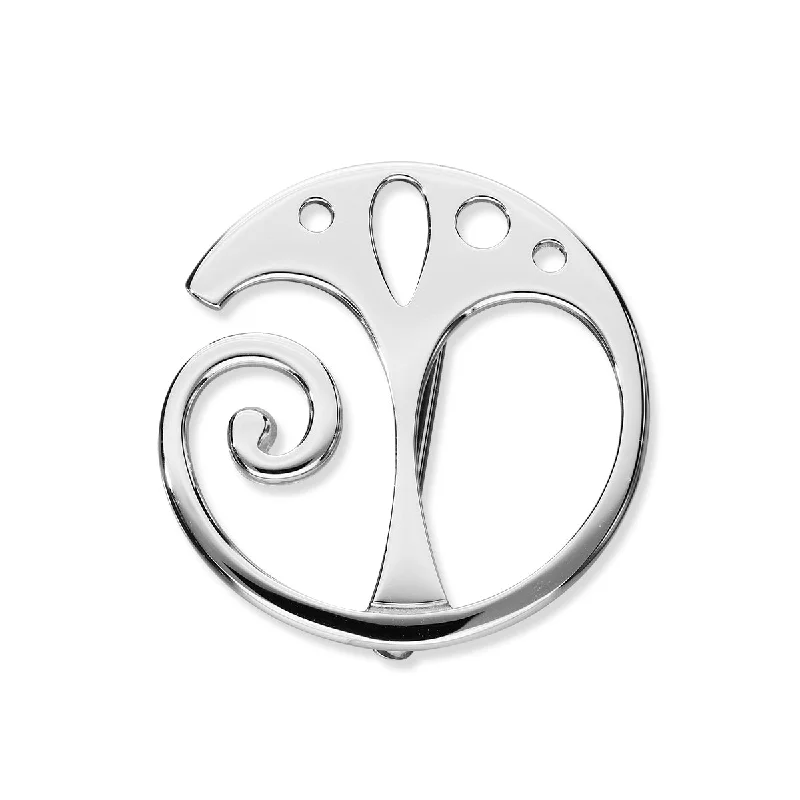 Sparkling Crystal Brooch-Tree of Life Silver Brooch B566