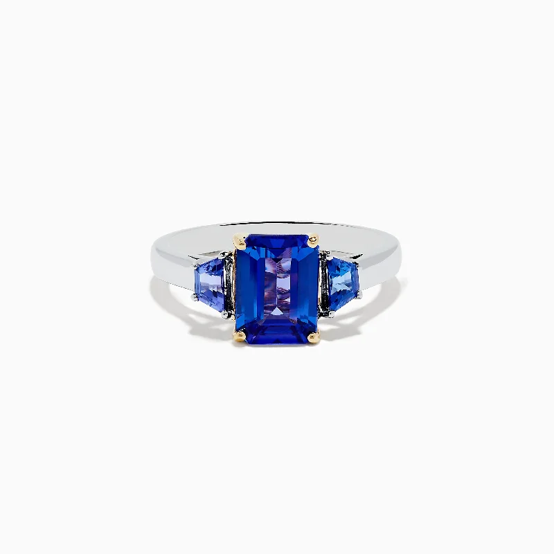 Women's Wedding Rings With Sapphire Stones-Nahla Siri 14K Two-Tone Gold Tanzanite Ring