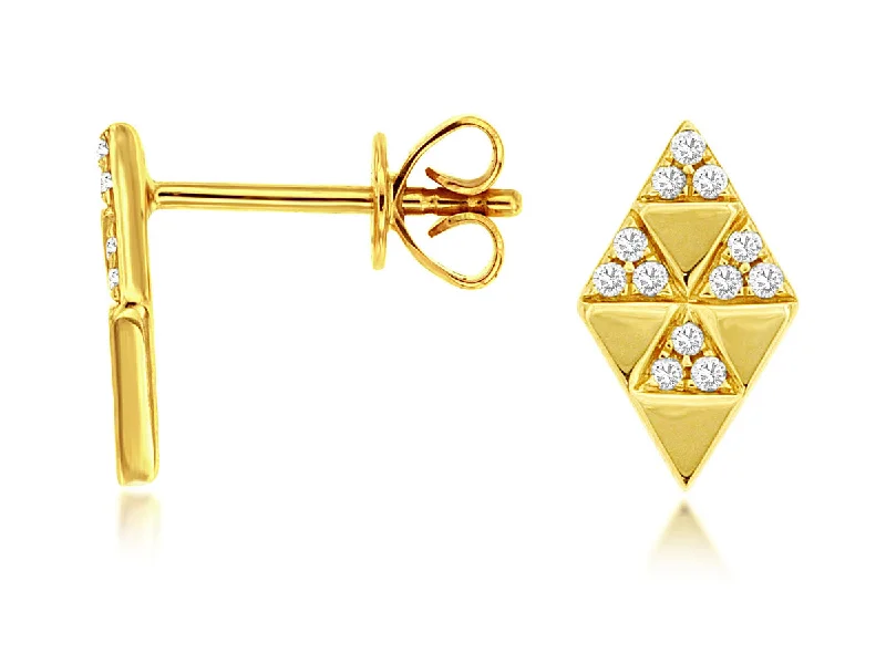 Religious Necklaces For Faith -Blue Diamond Earrings-Yellow Gold Rhombus Diamond Stud Earrings