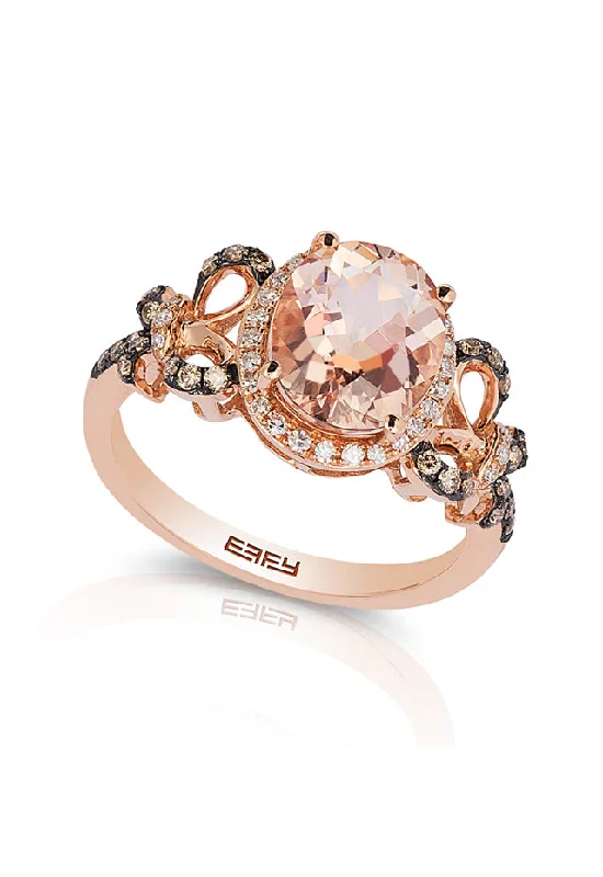 Classic Engagement Bands For Men-Blush 14K Rose Gold Morganite and Diamond Ring, 2.64 TCW