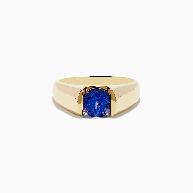 Diamond Engagement Rings With Custom Cut-Nahla Siri 14K Yellow Gold Tanzanite Ring