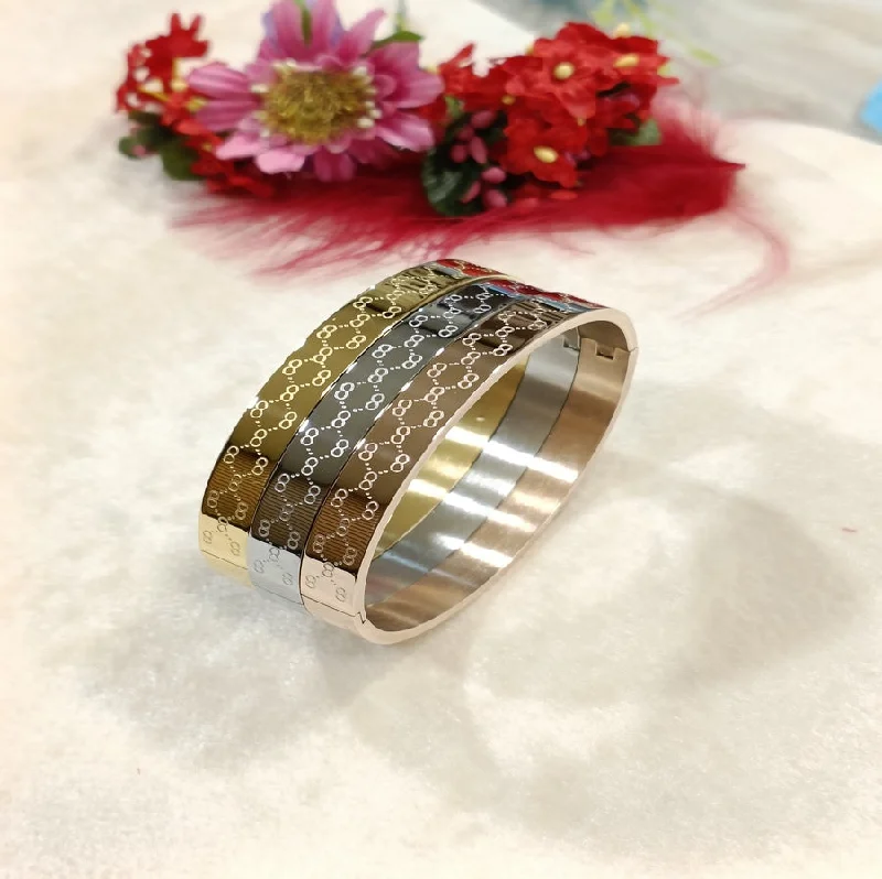 Multi-Layered Bangles For Elegant Layers-Tarohi Jewels Set of Three Stainless Steel Unisex Kada- STKD 4138