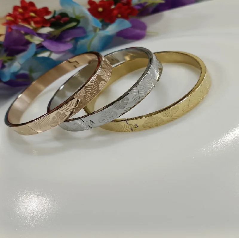 Dainty Bangles For Elegant Looks-Tarohi Jewels Set of Three Stainless Steel Unisex Kada- STKD 4171