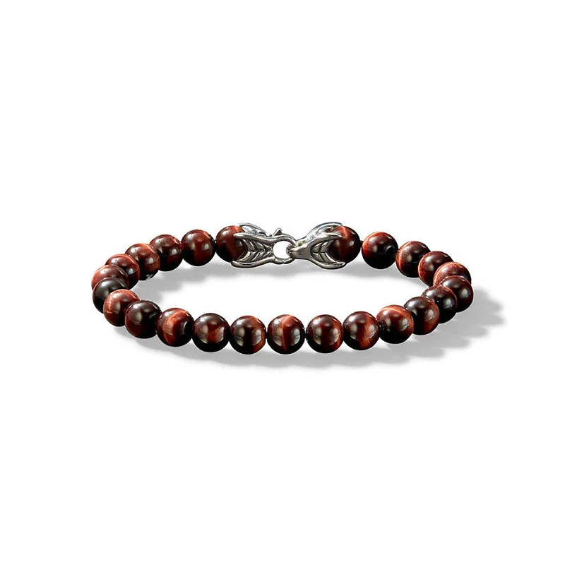 Elegant Pearl Bracelets-Spiritual Bead Bracelet in Red Tiger's Eye