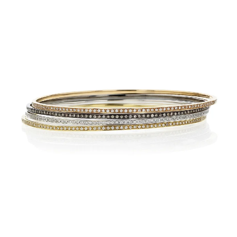 Women’s Gold Bangle Bracelets-Set of 4 Diamond Bangle Bracelets