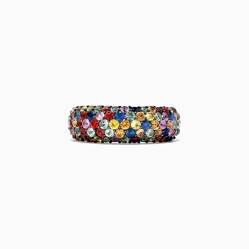 Platinum Wedding Bands For Men-925 Sterling Silver Multi Sapphire Splash Ring, 2.55 TCW